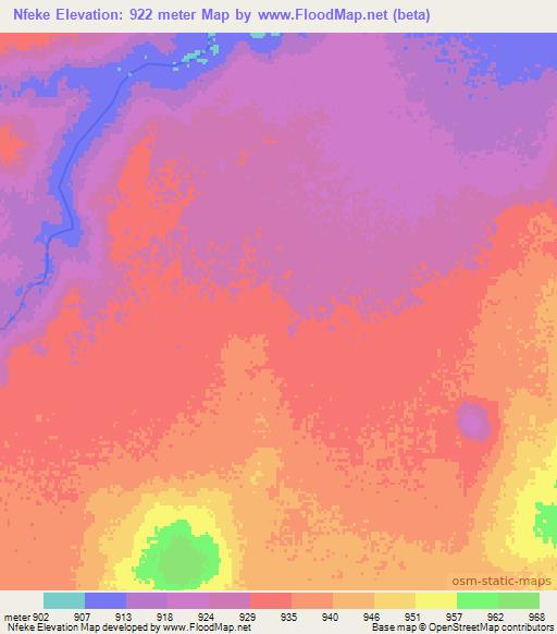 Nfeke,Botswana Elevation Map