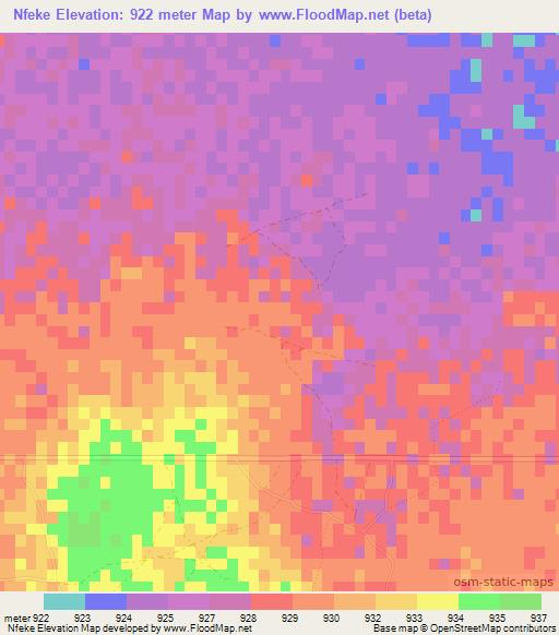 Nfeke,Botswana Elevation Map