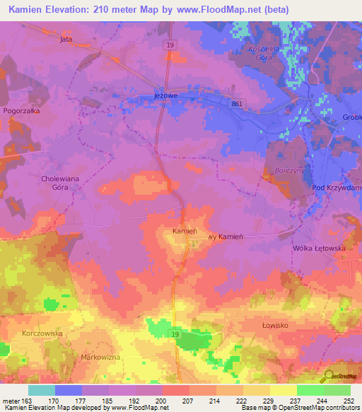 Kamien,Poland Elevation Map