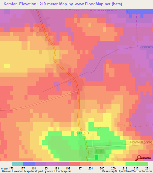 Kamien,Poland Elevation Map