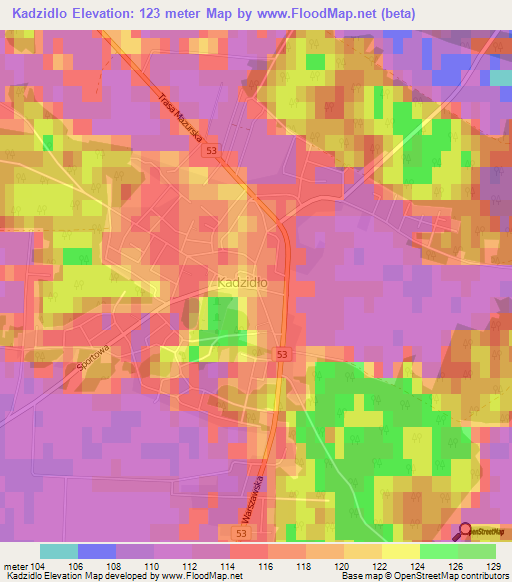 Kadzidlo,Poland Elevation Map