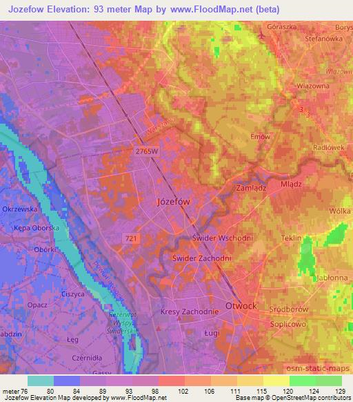 Jozefow,Poland Elevation Map