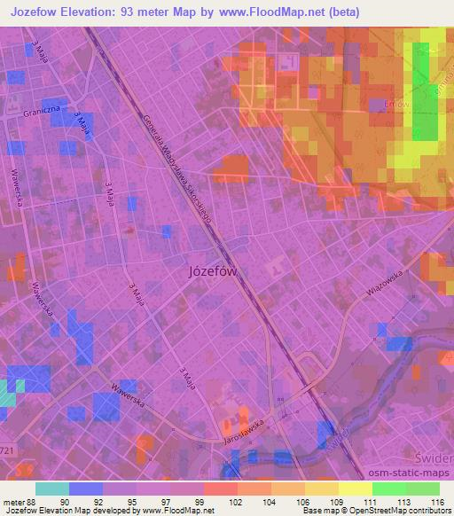 Jozefow,Poland Elevation Map