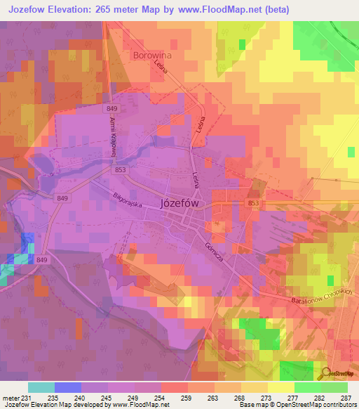 Jozefow,Poland Elevation Map
