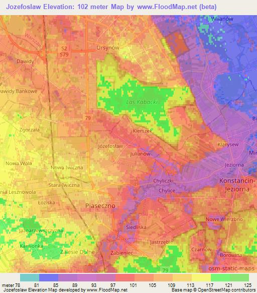 Jozefoslaw,Poland Elevation Map