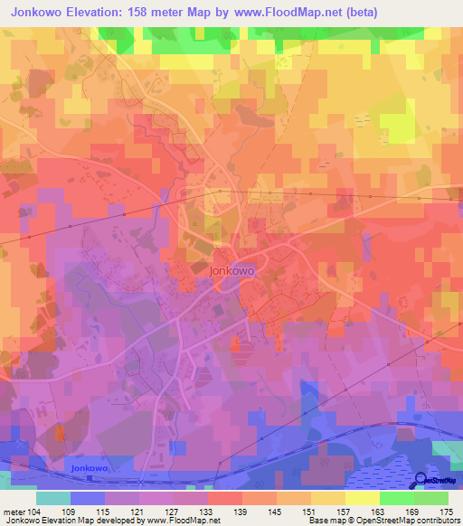 Jonkowo,Poland Elevation Map