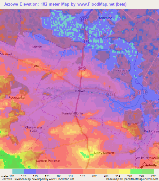 Jezowe,Poland Elevation Map