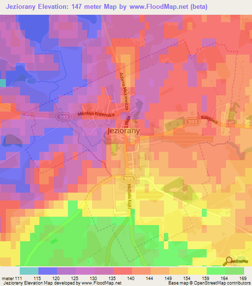 Jeziorany,Poland Elevation Map