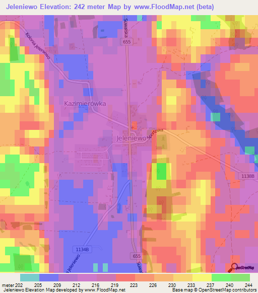 Jeleniewo,Poland Elevation Map