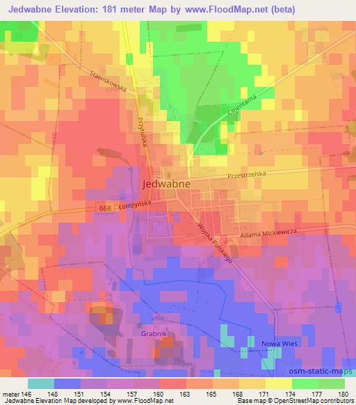 Jedwabne,Poland Elevation Map