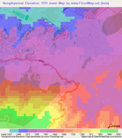 Nongthymmai,India Elevation Map