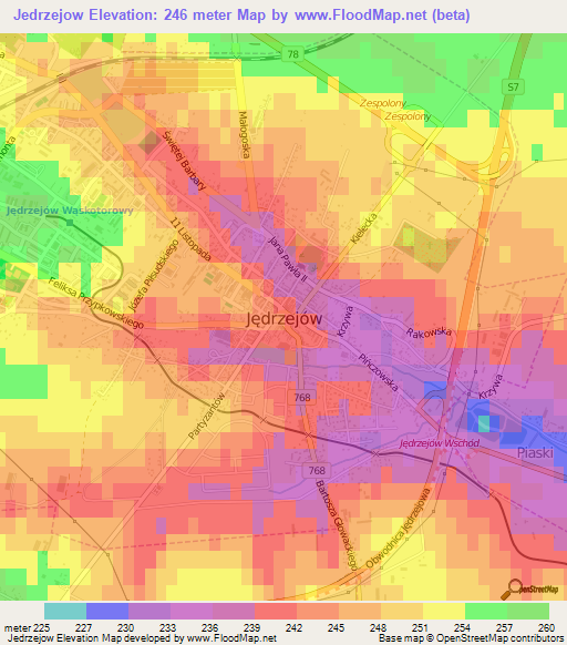 Jedrzejow,Poland Elevation Map