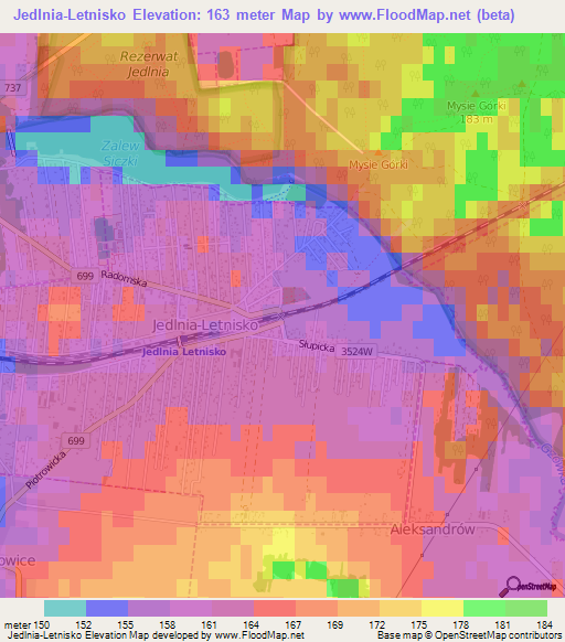 Jedlnia-Letnisko,Poland Elevation Map