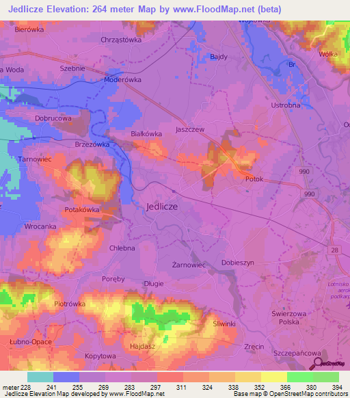Jedlicze,Poland Elevation Map