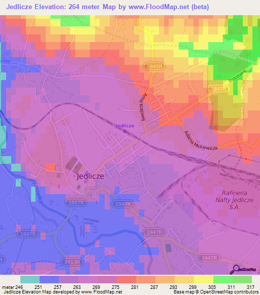Jedlicze,Poland Elevation Map