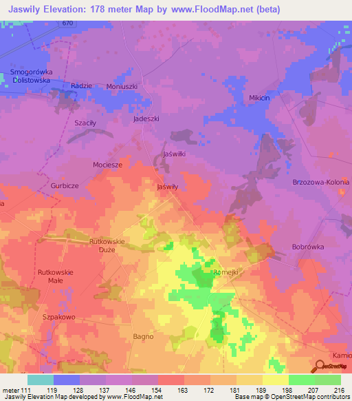 Jaswily,Poland Elevation Map