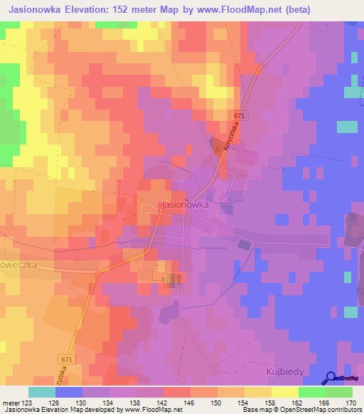 Jasionowka,Poland Elevation Map