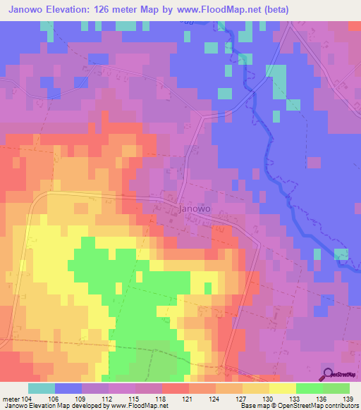 Janowo,Poland Elevation Map