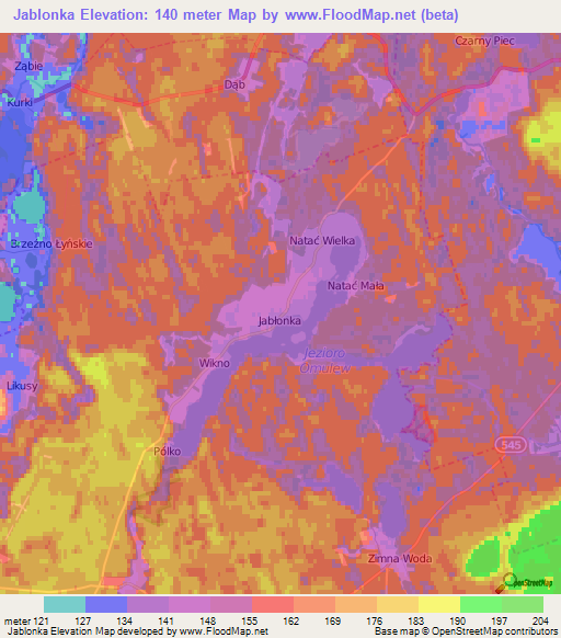 Jablonka,Poland Elevation Map