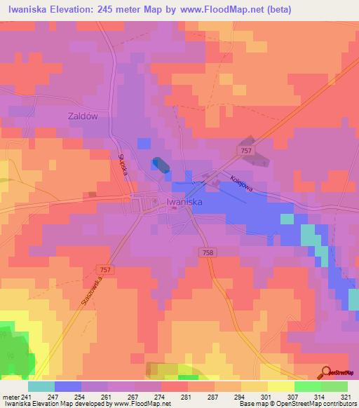 Iwaniska,Poland Elevation Map