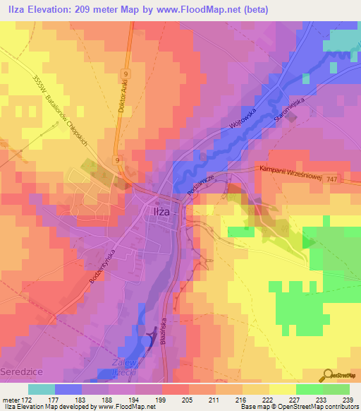 Ilza,Poland Elevation Map