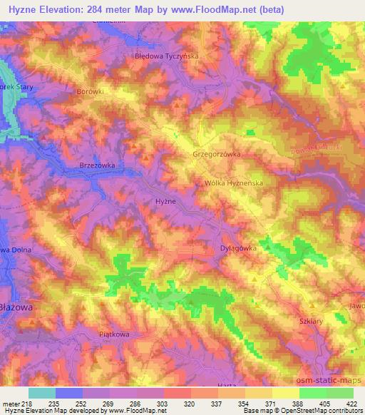 Hyzne,Poland Elevation Map