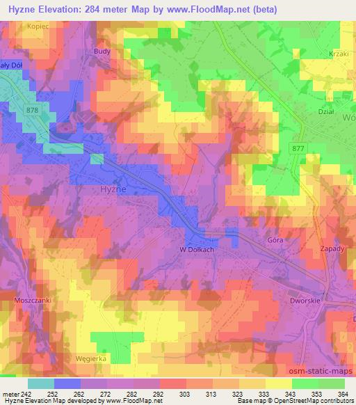 Hyzne,Poland Elevation Map