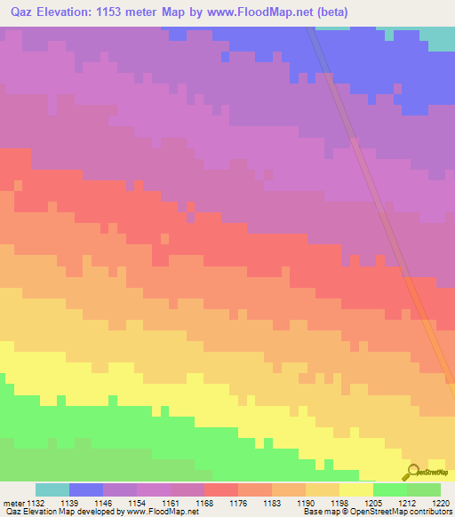 Qaz,Iran Elevation Map