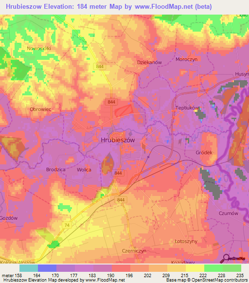 Hrubieszow,Poland Elevation Map
