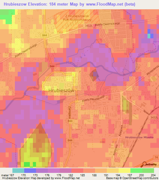 Hrubieszow,Poland Elevation Map