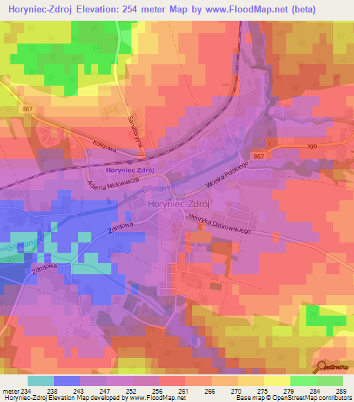 Horyniec-Zdroj,Poland Elevation Map