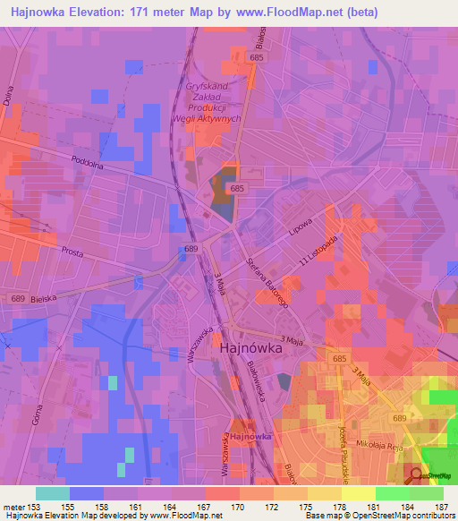 Hajnowka,Poland Elevation Map
