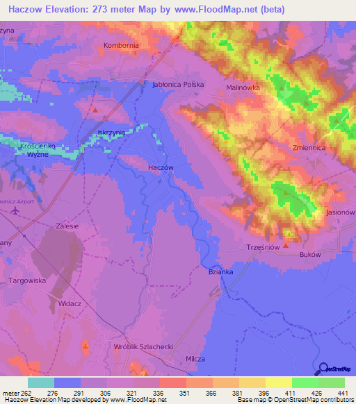 Haczow,Poland Elevation Map