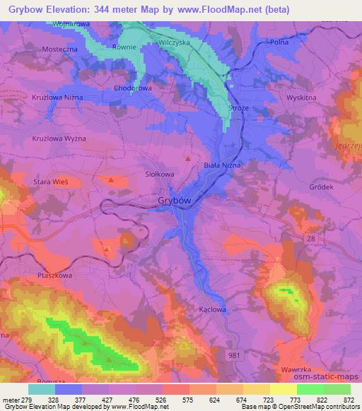 Grybow,Poland Elevation Map