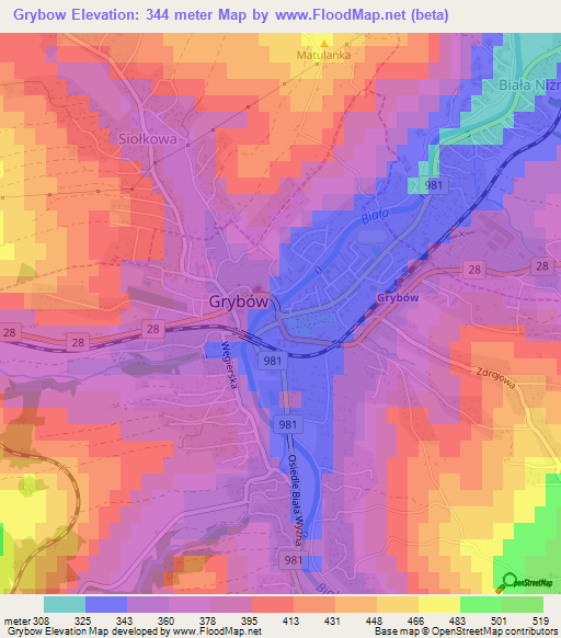 Grybow,Poland Elevation Map