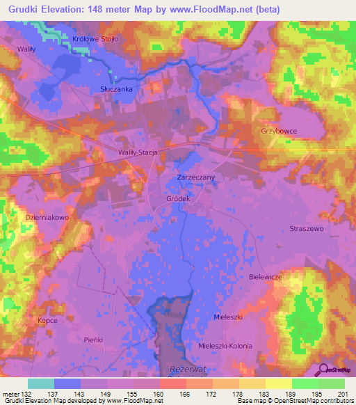 Grudki,Poland Elevation Map