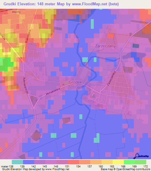 Grudki,Poland Elevation Map