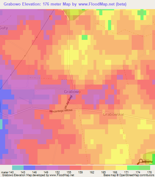 Grabowo,Poland Elevation Map