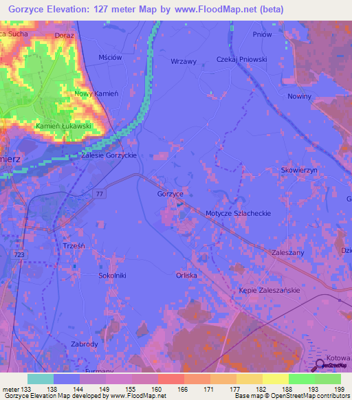 Gorzyce,Poland Elevation Map