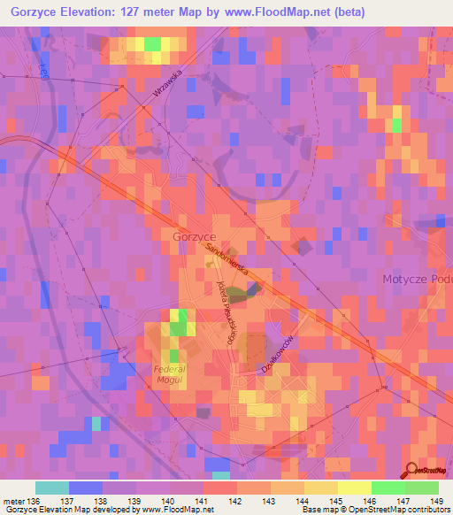 Gorzyce,Poland Elevation Map