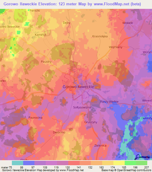 Gorowo Ilaweckie,Poland Elevation Map