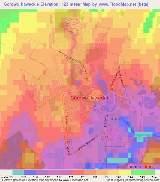 Gorowo Ilaweckie,Poland Elevation Map