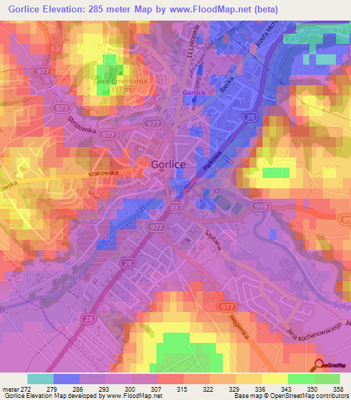 Gorlice,Poland Elevation Map