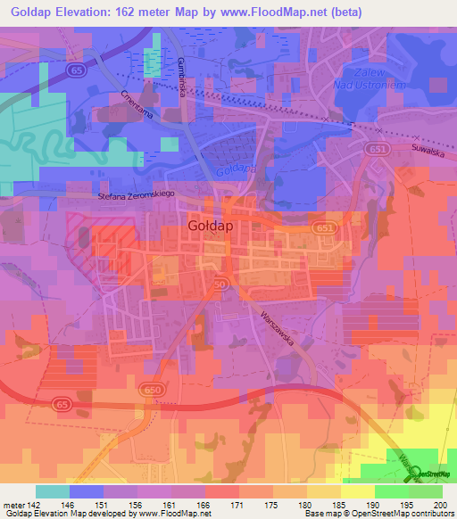 Goldap,Poland Elevation Map