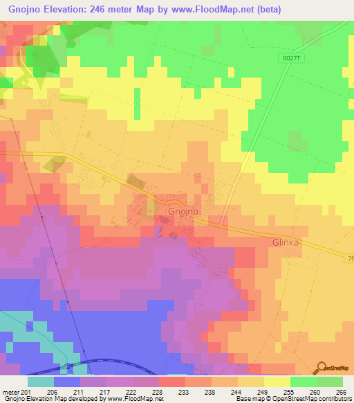 Gnojno,Poland Elevation Map