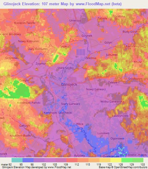 Glinojeck,Poland Elevation Map