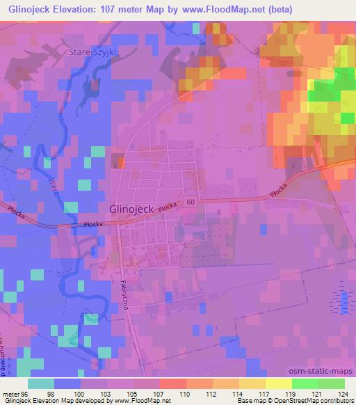 Glinojeck,Poland Elevation Map