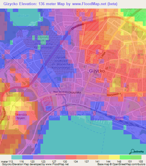 Gizycko,Poland Elevation Map