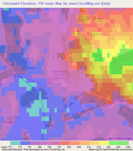 Gierzwald,Poland Elevation Map