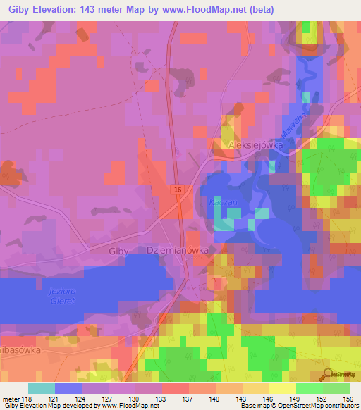 Giby,Poland Elevation Map